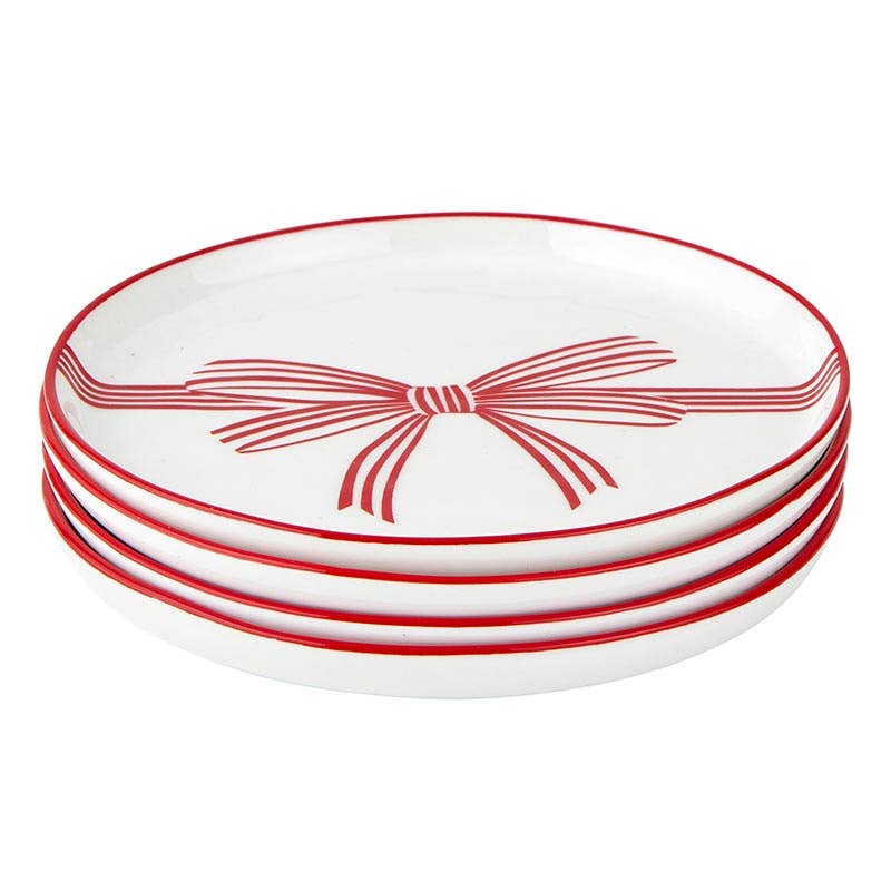 Red Bow Appetizer Plates (Set of 4)