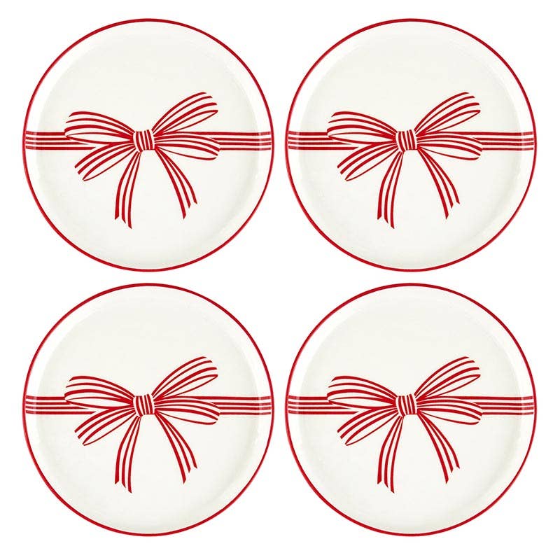 Red Bow Appetizer Plates (Set of 4)