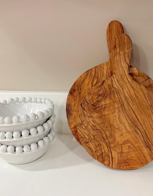 Ceramic Beaded Bowl - White