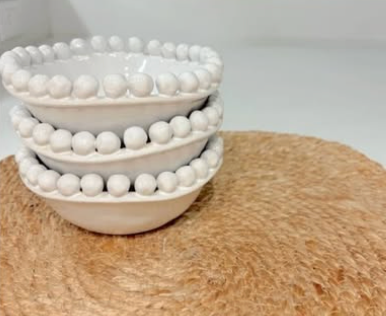 Ceramic Beaded Bowl - White